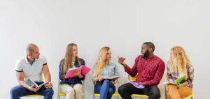 People sitting and talking